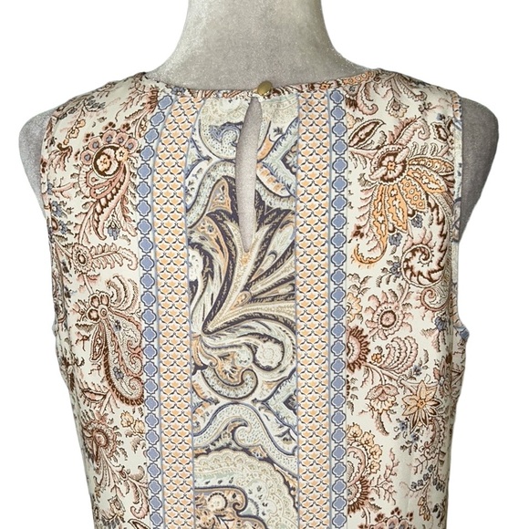 C. Wonder Ivory Peach Cornflower Blue Floral Sleeveless Shift Slip Maxi Dress 10 - Picture 10 of 15